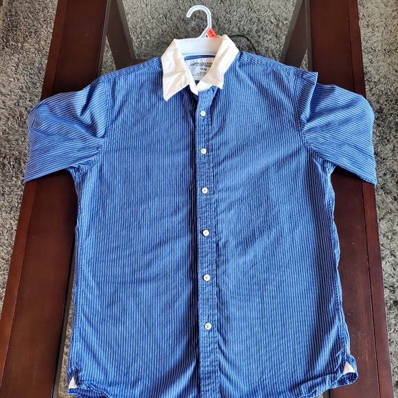 American Eagle Outfitters Vintage Blue Mens Dress Shirt - Picture 2 of 5